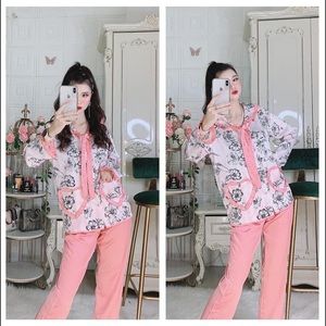 High quality silk/ satin and polyester pyjamas set